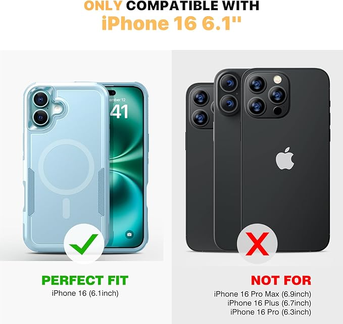 Diaclara Designed for iPhone 16 Case, [with Privacy Screen Protector] [Anti Spy] [Military Grade Drop Protection] Heavy Duty Full-Body Shockproof Phone Case, Magnetic Green