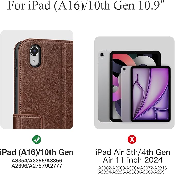 auaua Case for iPad (A16) 11th Generation 11 Inch 2025, iPad 10th Generation 10.9 Inch 2022, with Pencil Holder and Pocket, Typing Angle Muti-Stand Magnetic Closure Auto Sleep/Wake (Brown)
