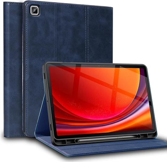 for Samsung Galaxy Tab A7 Lite 8.7 inch Case with S Pen Holder 2021 Model(SM-T220/T225/T227) Genuine Leather Cover Protective Shell.Blue