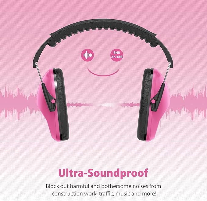 Dr.meter Ear Muffs for Noise Reduction: SNR27.4 Noise Cancelling Headphones for Autism with Adjustable Headband - Kids Ear Protection for Monster Truck, Airplane, Fireworks, Concerts and Kids Autism