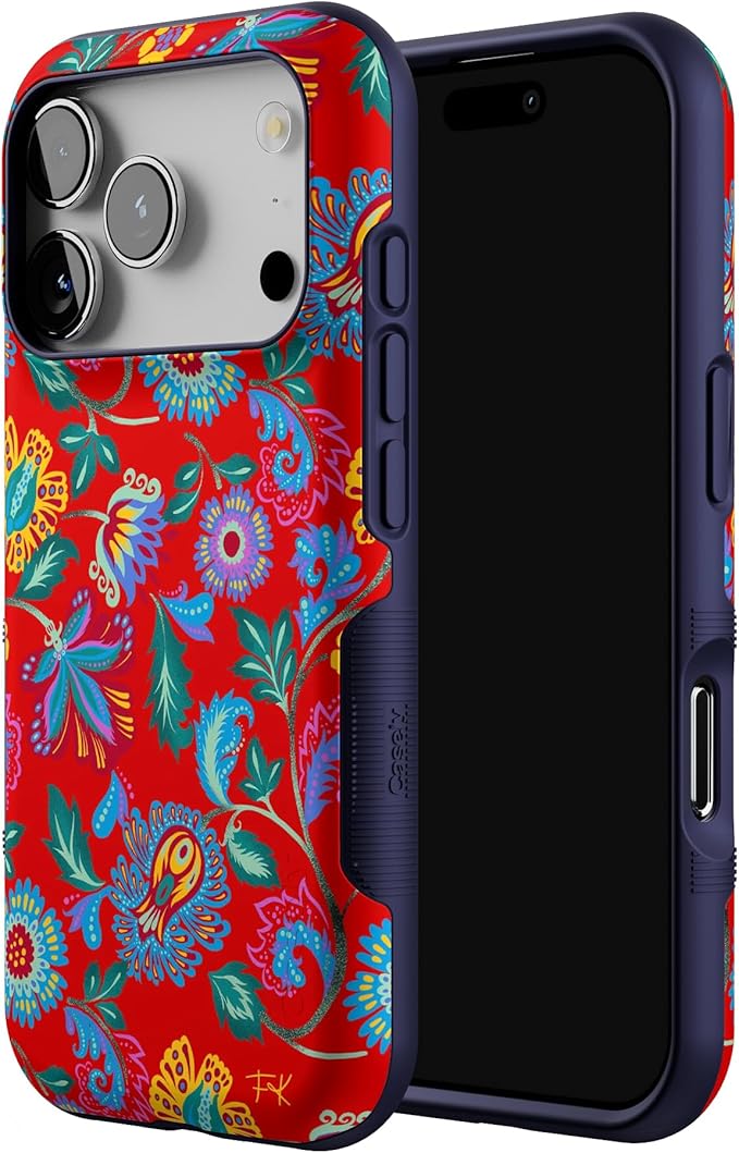 Casely iPhone 17 Pro Case | Painted Flowers | Frida Kahlo Floral | Bold Protective Design | Compatible with MagSafe