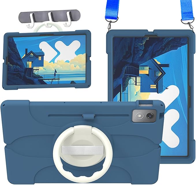 Case for Lenovo Tab P12 Tablet 12.7 inch, Silicone Adjustable Stand Cover for Lenovo tab P12/Xiaoxin Pad Pro 12.7" Tablet Case TB370FU/TB371FC/TB375FC (Blue)