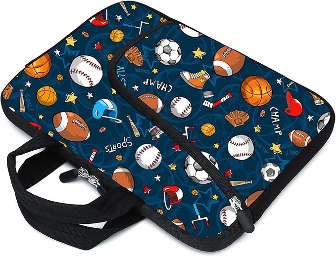 11.6-12.2 Inch Laptop Sleeve Case With Two Pockets - Chromebook, Ultrabook, Notebook, Tablet Neoprene Handle Case for Apple MacBook Air, Samsung, Acer, HP, DELL (Ball)