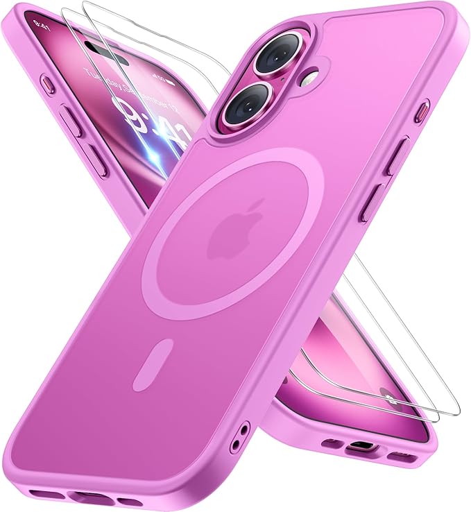 Miracase Magnetic Series for iPhone 16 Plus Case [Compatible with MagSafe] [with 2X Screen Protectors] Military-Grade Protection, Anti-Fingerprint, Slim Phone Case for 16 Plus 6.7 inch - Light Purple