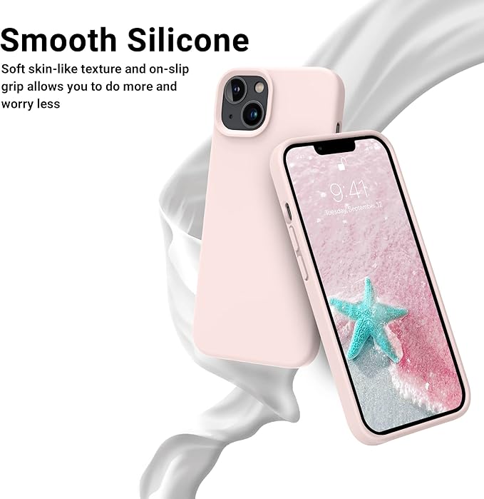 OTOFLY Designed for iPhone 14 Case, Silicone Shockproof Slim Thin Phone Case for iPhone 14 6.1 inch (Chalk Pink)