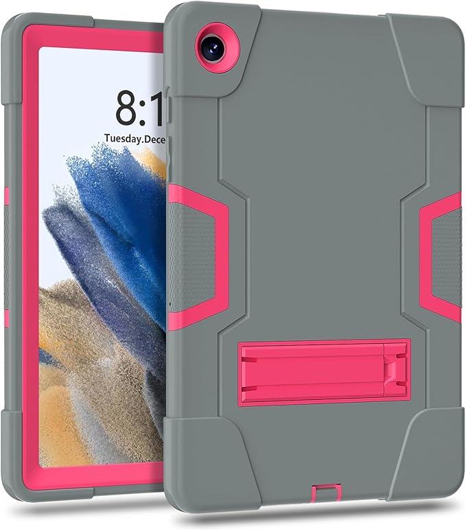 Case for Galaxy Tab A9 Plus + 11 inch (2023), High Impact Protective Heavy Duty Shockproof Kickstand Cover for Samsung Galaxy Tab A9+ Plus 11" Model (SM-X210/X215/X216), Gray+Rose Red