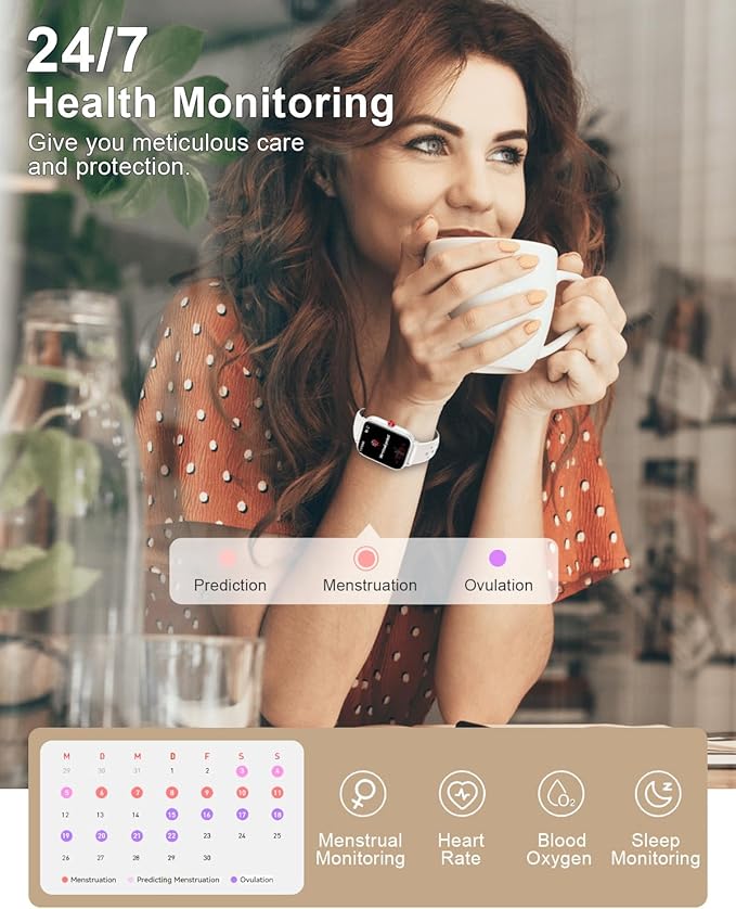 Smart Watches for Women Men with Bluetooth Calls: 1.8”LCD Screen Fitness Trackers with 24-Hour Heart Rate SpO2 Sleep Monitor 120+ Sport Mode Waterproof Smartwatch Compatible with iPhone Android Phones