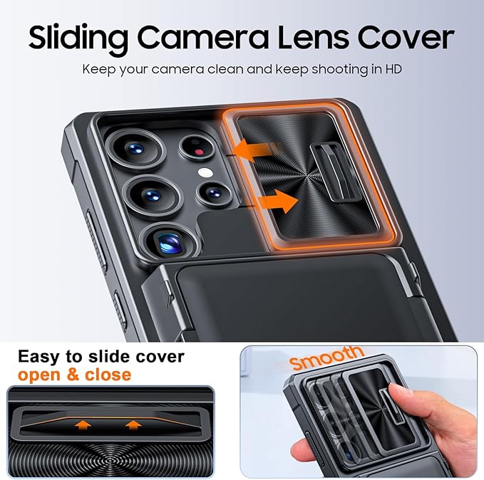 for Samsung Galaxy S25 Ultra Case Wallet with RFID [Cards Holder][Camera Cover][Edge Raised] Full Body Shockproof Silicone Protective Phone Case for Galaxy S25 Ultra 6.9" 2025 (Black)