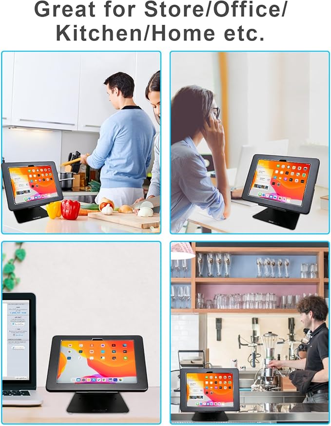 Desktop Anti-Theft Security Kiosk POS Stand Holder Enclosure for 2025 iPad 11" (A16) 11th / 10.9" 2022 iPad 10th, Flip & Rotate