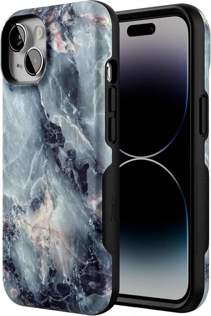 Casely iPhone 14 Case | Blue Marble | Compatible with MagSafe | Bold Protective Design