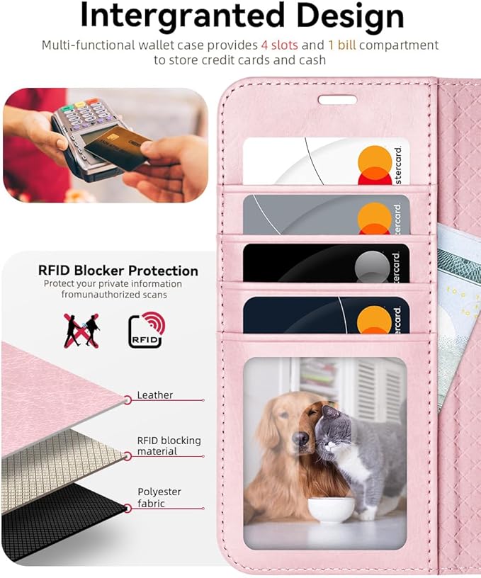 OCASE Compatible with Galaxy S25 Plus Wallet Case, PU Leather Flip Folio Case with Card Holders RFID Blocking Kickstand [Shockproof TPU Inner Shell] Protective Phone Cover 6.7 Inch 2025, Pink