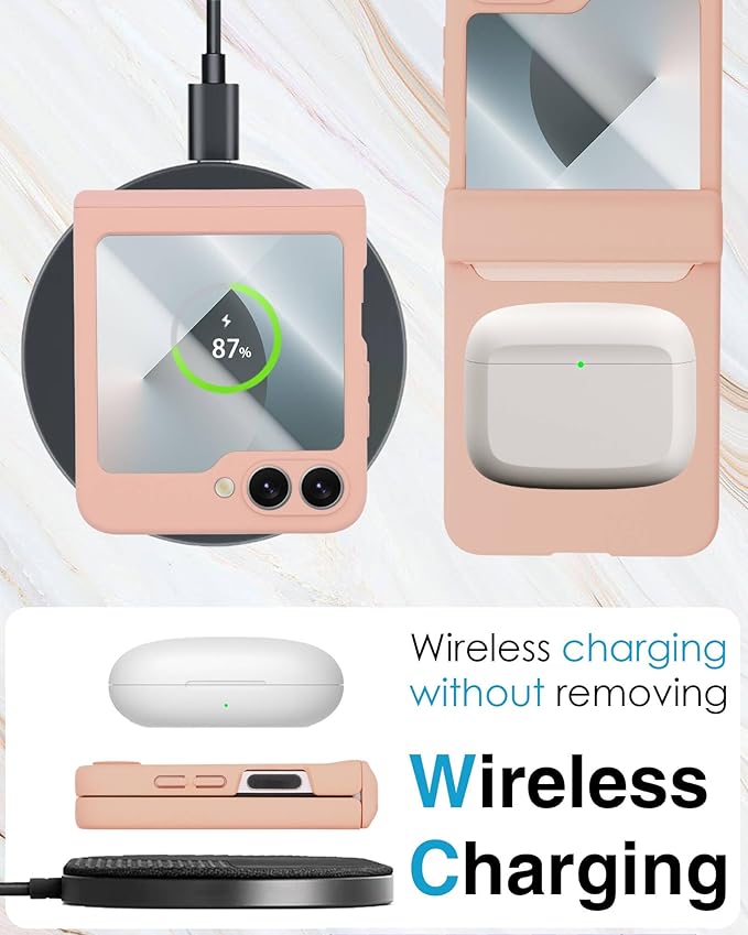 STORMTAL for Samsung Galaxy Z Flip 6 Case/Z Flip 7 FE Case, Hinge Protection, Built-in Screen Protector, Wireless Charging, Slim Rugged Phone Protective Case for Galaxy Z Flip 6 Pink