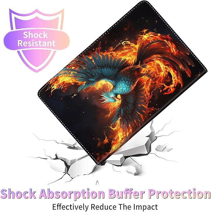 Case for Galaxy Tab A9 Plus ， Auto Sleep/Wake Multi-Angle Viewing Slim Folio Stand Cover for Samsung Galaxy Tab A9+/A9 Plus 11 Inch 2023 (SM-X210/X216/X218), Flaming Phenix