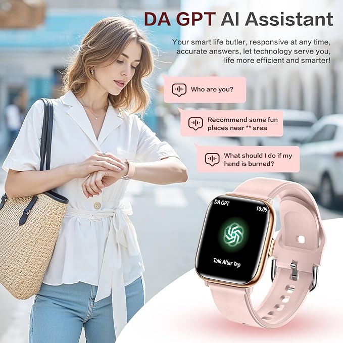 2025 Smart Watches for Women, 1.75'' Lightweight Smartwatch Women with Da GPT AI, 24/7 Sleep/ Heart Rate/ SpO2/ Blood Pressure Monitor, 120 Sport Fitness Tracker, IP68 Waterproof for Android iOS