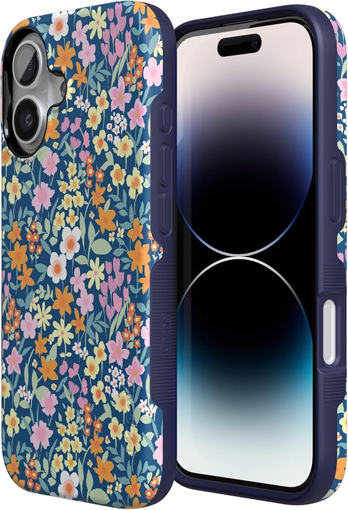 Casely iPhone 17 Case | Full Bloom | Navy Floral | Compatible with MagSafe | Bold Protective Design
