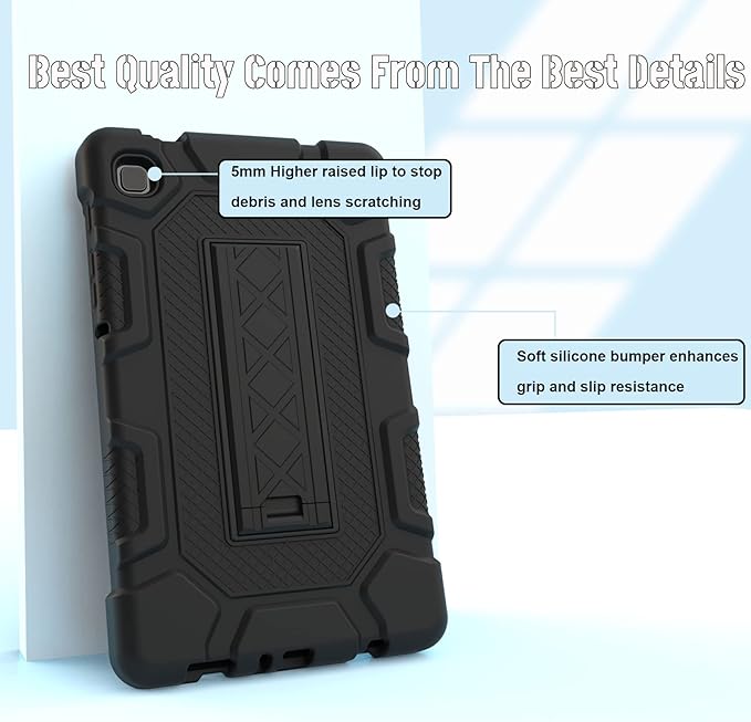 Rantice Samsung Galaxy Tab A7 Lite Case 8.7 inch with Kickstand, Shockproof Rugged Tablet Case for Galaxy Tab A7 (SM-T220/T225), Black