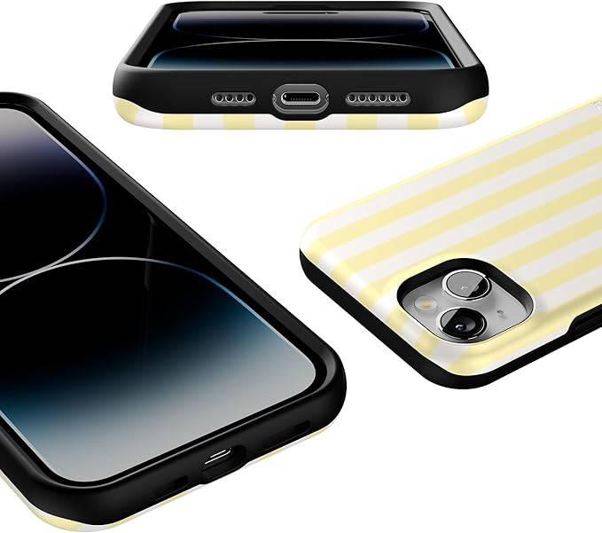 Casely iPhone 14 Case | Yellow Stripes | Sunday Best | Compatible with MagSafe | Bold Protective Design