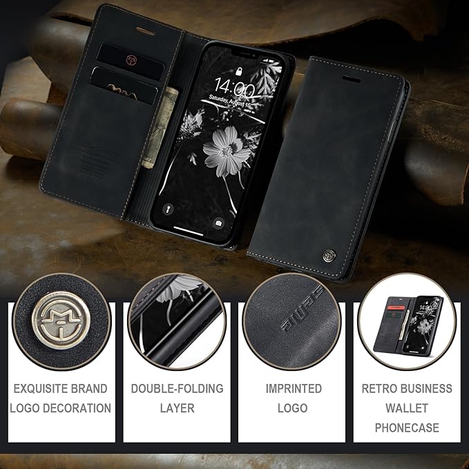 for iPhone 11 Pro 5.8-Inch Case, Flip Wallet Leather Case with Card Holder Magnetic Closure Shockproof Kickstand Protective Phone Cases Cover for iPhone 11 Pro, Black