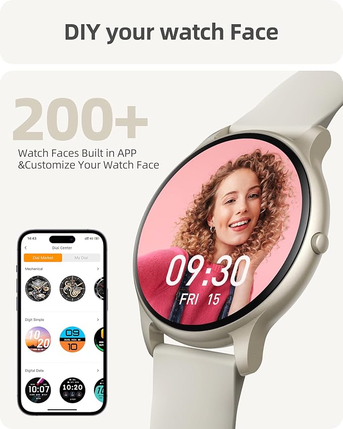 Parsonver Smart Watch(Answer/Make Calls), Smartwatch for Women Men, 100+ Sport Modes/Heart Rate/Blood Oxygen/Sleep Tracker, Pedometer, IP68 Waterproof Fitness Tracker for Android iPhone, Starry Silver