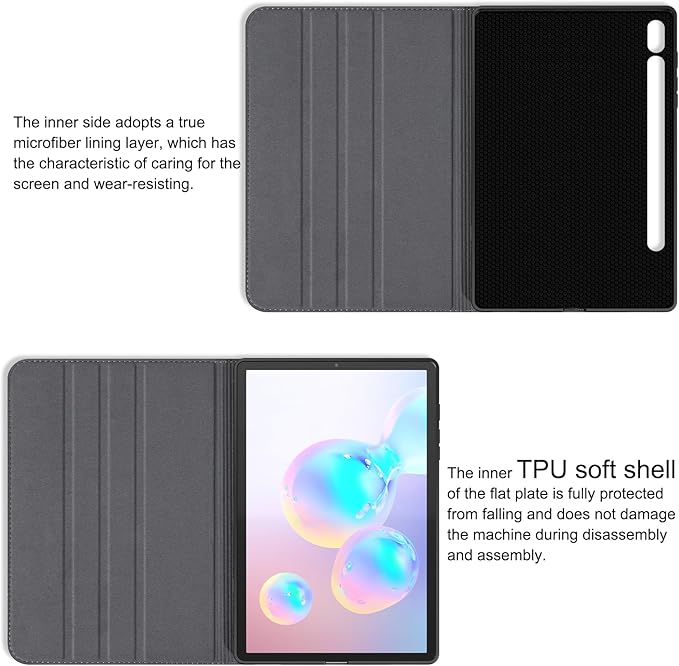 for Samsung Galaxy Tab S6 10.5 inch Case 2019 Model(SM-T860/T865/T867) Genuine Leather Cover Protective Shell,Auto Wake/Sleep.Black