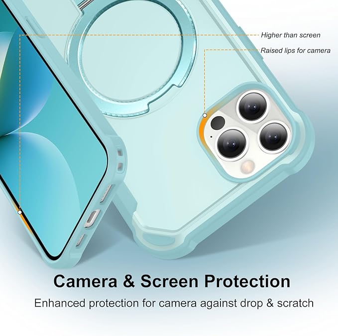 Compatible with iPhone 12 Case & iPhone 12 Pro Case with Invisible Magnetic Ring Stand [Compatible with Magnetic] [Military Drop Protection] Shockproof Hard Back Soft Edge 6.1 Inch, Blue