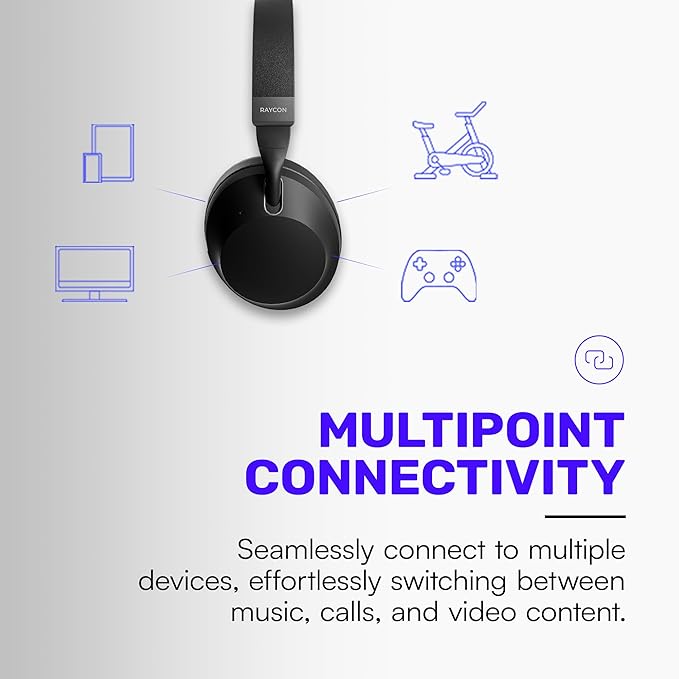 Raycon Pro Headphones with 60 Hours of Battery, 6 Mics, Active Noise Cancellation, Awareness Mode, Multipoint Connectivity (Storm Blue)