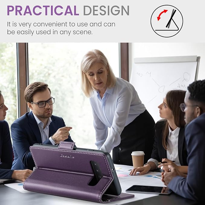 Case for Samsung Galaxy S10 Plus Wallet Case, RFID Blocking PU Leather Flip Folio Cover Card Holder Kickstand Shockproof Phone Case Compatible with Samsung Galaxy S10 Plus, Purple