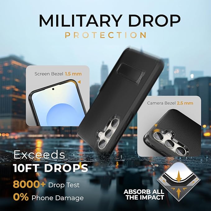 MOTIVE Designed for Samsung Galaxy s25 Case with Belt Clip, Compatible wiht MagSafe Qi2, Dual-Layer 10FT Military Grade Drop Protection, Shockproof s25 Holster Case 6.2” | Black