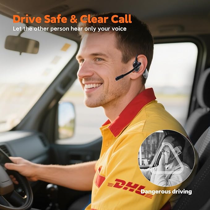 Pilot P200b Pro Wireless Headset with Mic for Work,50dB AI Noise Cancelling Microphone Headphones for Call,Bluetooth 5.3 Open Ear Headphones with USB-A Dongle for Office,Meeting,WFH,PC & Phone