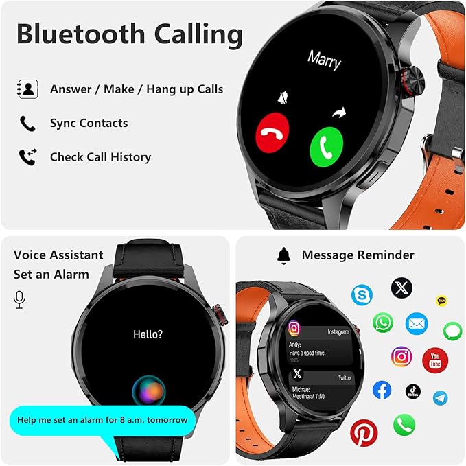 Smart Watches for Men,1.46" Fitness Tracker (Make Calls/Text),GPS and Offline Maps Navigation,5 Satellite Systems,Health,Compass/Altitude/Barometer,100+Sports Mode for Android iOS with 2 Straps
