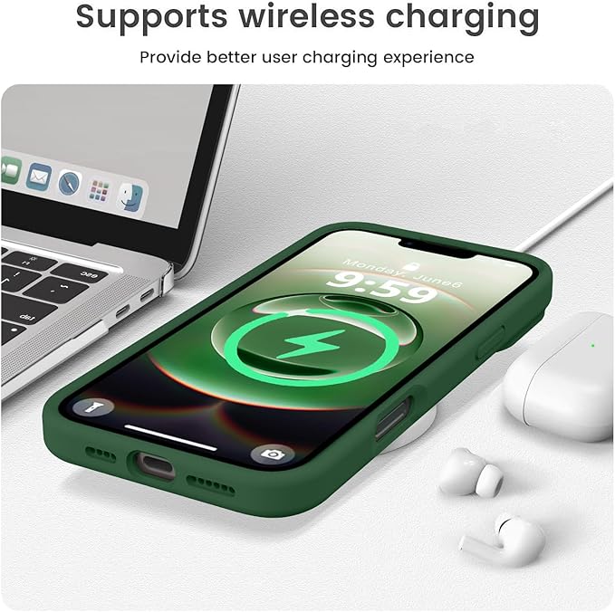 Vooii Compatible with iPhone 16e Case, Liquid Silicone Upgrade [Camera Protection] [Soft Anti-Scratch Microfiber Lining] Shockproof Phone Case for iPhone 16e 6.1 inch - Green