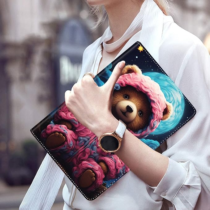Case for Galaxy Tab A9 Plus ， Auto Sleep/Wake Multi-Angle Viewing Slim Folio Stand Cover for Samsung Galaxy Tab A9+/A9 Plus 11 Inch 2023 (SM-X210/X216/X218), Cute Bear Wearing Pink Clothes