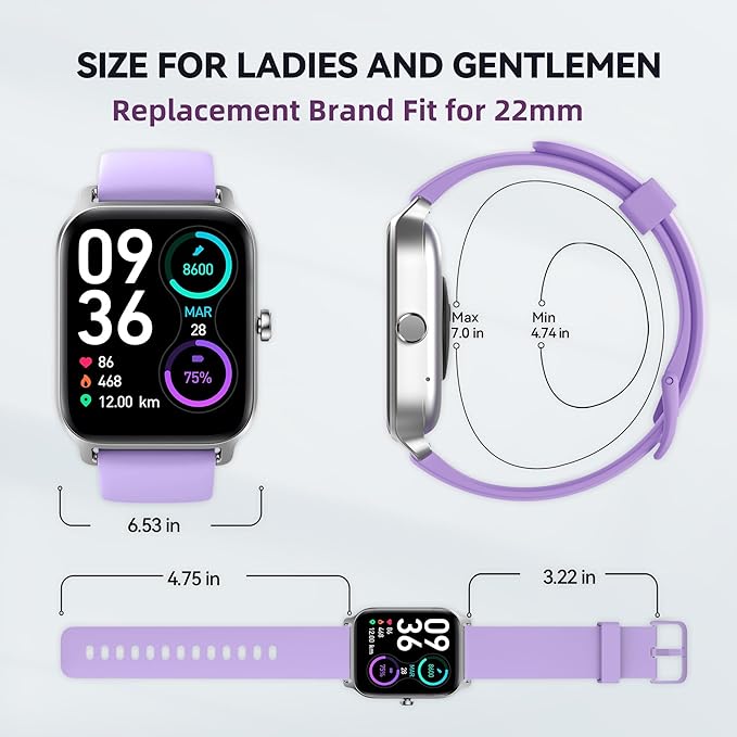 Smart Watches for Women Men, 2025 Smartwatch 1.8'' Alexa Fitness Tracker Smart Watch Compatible for Android iPhone with Bluetooth Call (Answer/Make), IP68 Waterproof Heart Rate/Sleep/SpO2 Monitor 110+