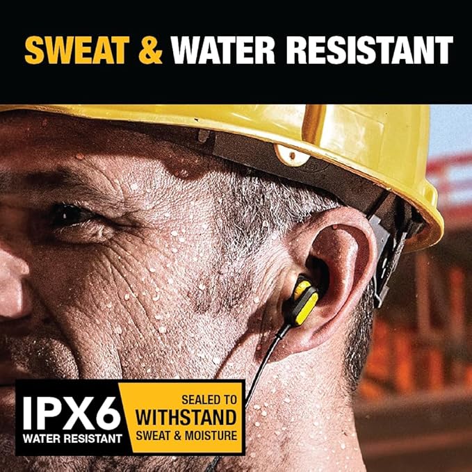 DEWALT Heavy Duty Bluetooth Neckband Headphones, Wireless Around The Neck Earbuds w/ 30H Runtime + Noise Isolation, Secure Magnetic Wireless Earbuds, Jobsite Pro Built-in Mic Bluetooth Headsets