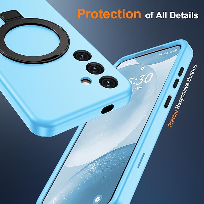 Designed for Samsung Galaxy S24 Plus Case with Magnetic Ring Stand [Compatible with Mag-Safe][Military Grade Drop Protection][Build in Kickstand] S24+ Phone Case 6.7",Blue