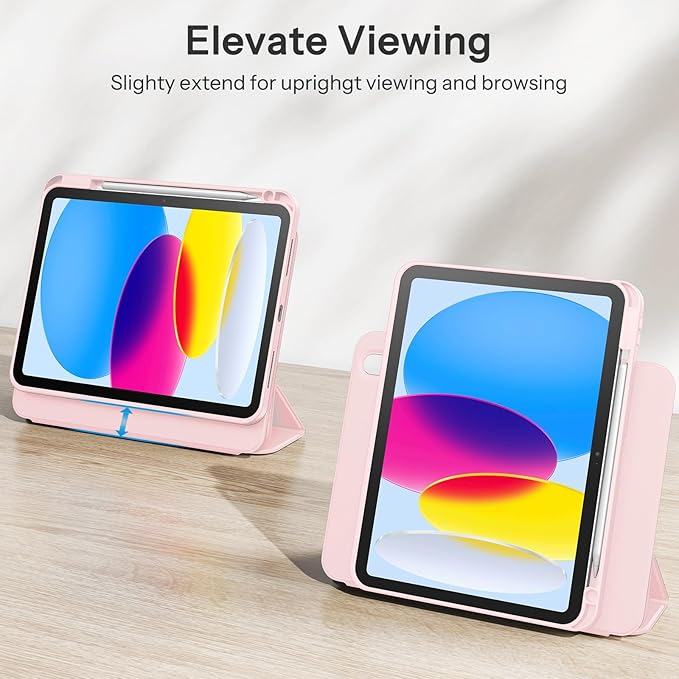 SPARIN Case for iPad A16 11th/10th Generation 2025/2022 (11"/10.9") with Pencil Holder, Magnetic Detachable Hybrid Stand, Portrait/Landscape Angle, Clear Protective Case, Auto Wake/Sleep-Pink