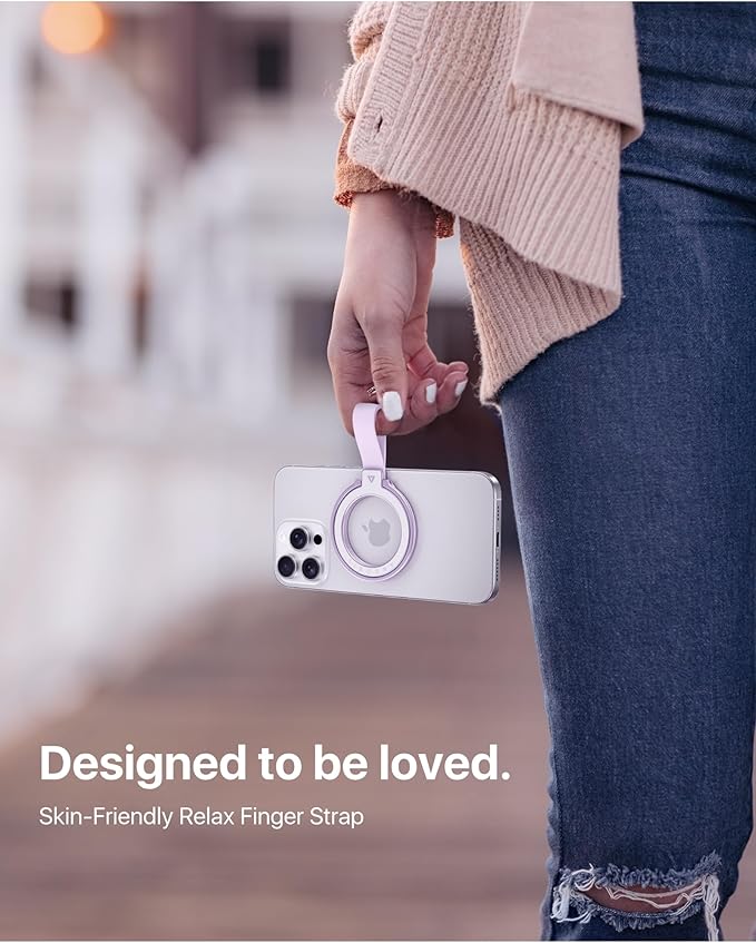 andobil [2025 Unrivaled Stability] Magnetic Phone Grip Holder for MagSafe Ring Stand Holder Kickstand Compatible with MagSafe Accessories for iPhone 17 Air 16 Pro Max Plus 15 14 13 12&Android, Purple