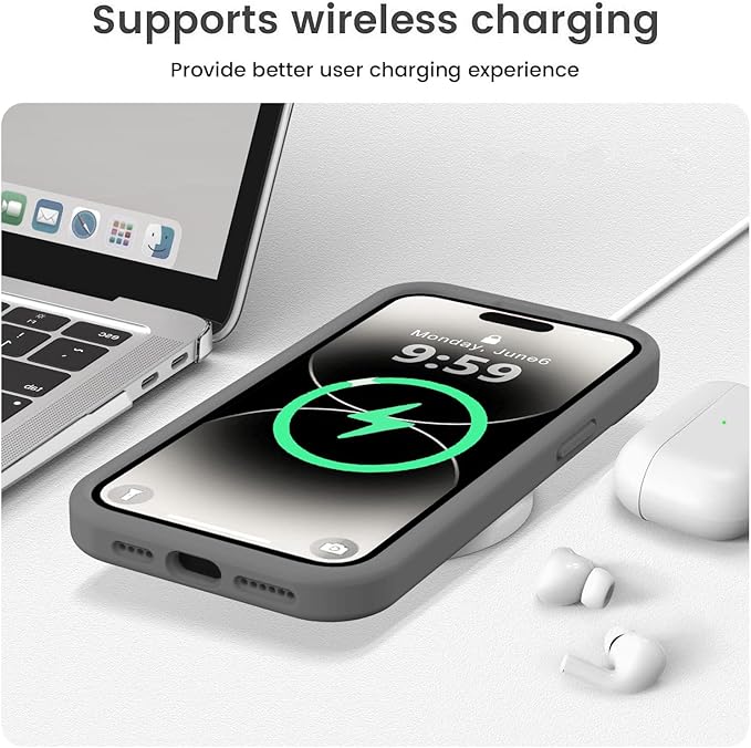 Vooii Compatible with iPhone 14 Pro Max Case, Liquid Silicone Upgrade [Camera Protection] [Soft Anti-Scratch Microfiber Lining] Shockproof Phone Case for iPhone 14 Pro Max 6.7 inch - Dark Grey