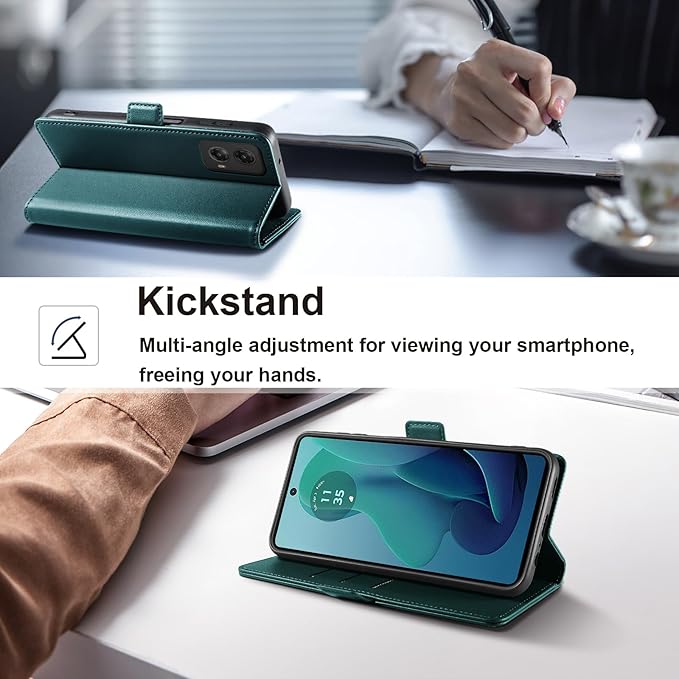 Wallet Flip Case for Moto G 5G (2024) - [RFID Blocking] Luxury PU Leather Card Holder Magnetic Phone Cover with Kickstand,Shockproof Protective Case,Green