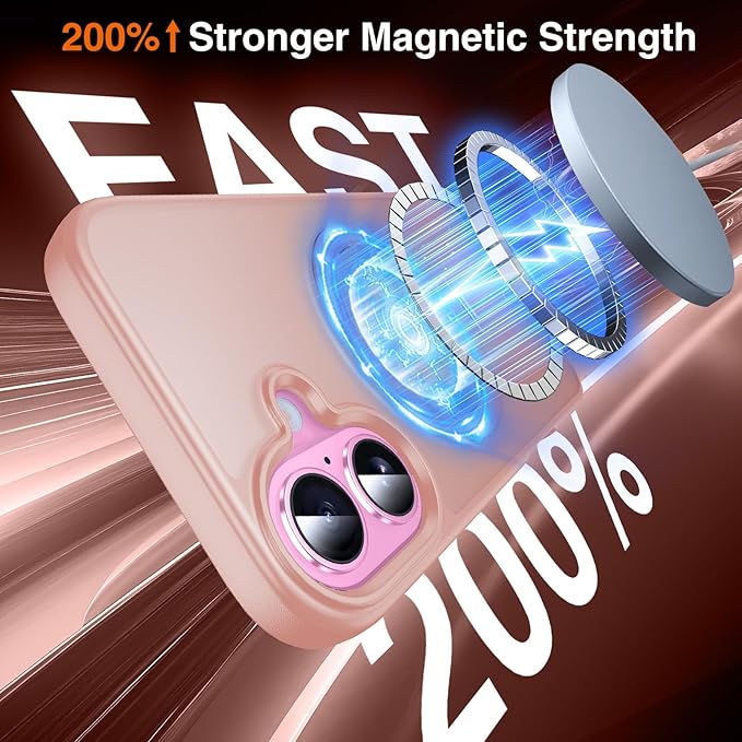 360° O-Ring MagStander for iPhone 16 Case with Magnetic Kickstand Ring Holder [Compatible with MagSafe][360°Rotate Stand Ring][Military Shockproof] Magnet iPhone 16 Phone Cover Matte Pink