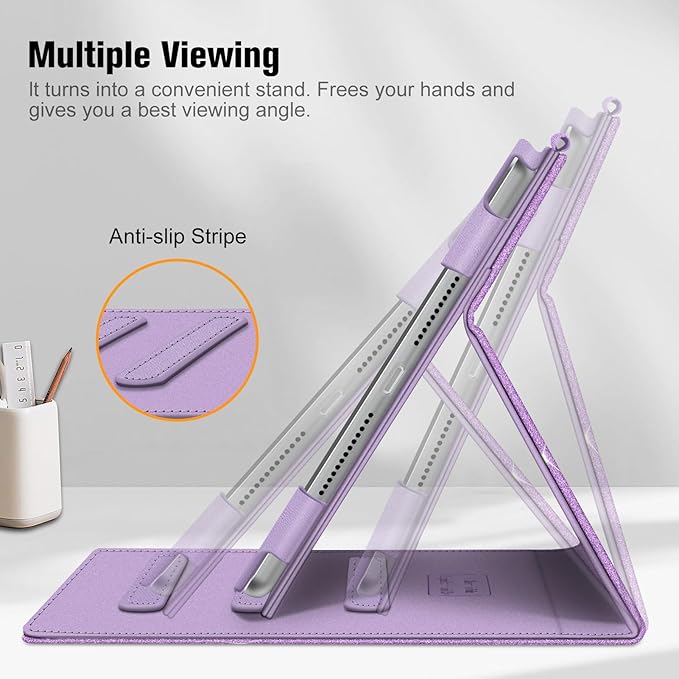 Fintie Case for iPad 9th / 8th / 7th Generation (2021/2020/2019) 10.2 Inch - [Corner Protection] Multi-Angle Viewing Stand Cover with Pocket & Pencil Holder, Auto Sleep Wake, Glittering Purple