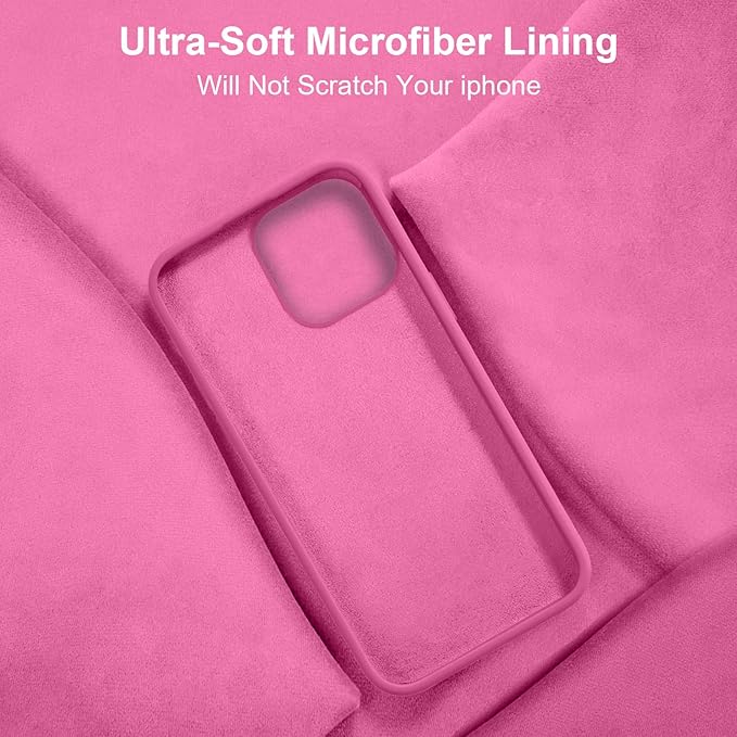 Vooii Compatible with iPhone 14 Case,[Silky Touch Premium Liquid Silicone] [Soft Anti-Scratch Microfiber Lining], Ultra Slim Shockproof Protective Case for iPhone 14 - Pitaya