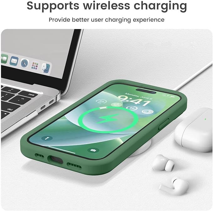 Vooii Compatible with iPhone 15 Case, Upgrade Defender Liquid Silicone, [Enhanced Camera Protection] [Soft Anti-Scratch Microfiber Lining] Shockproof Phone Case for iPhone 15 6.1 inch - Green