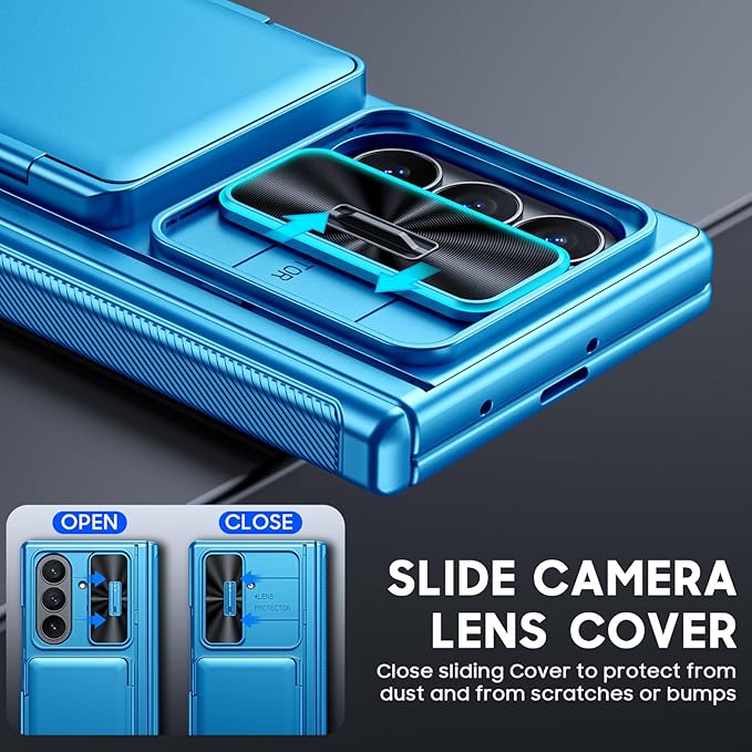 for Samsung Galaxy Z Fold 7 Case Wallet RFID [Cards Holder][Camera Cover][Kickstand] Full Body Shockproof Silicone Protective Phone Case for Galaxy Z Fold 7 Case(Lake Blue)