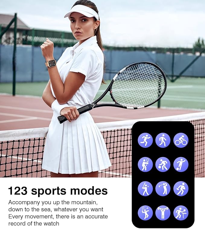 Smart Watches for Women Blood Pressure, 1.9" HD Full Touch Screen, Fitness Tracker with Heart Rate Blood Oxygen Sleep Monitor, IP67 Waterproof Smartwatch, 123 Sports Fitness Tracker for Android iOS