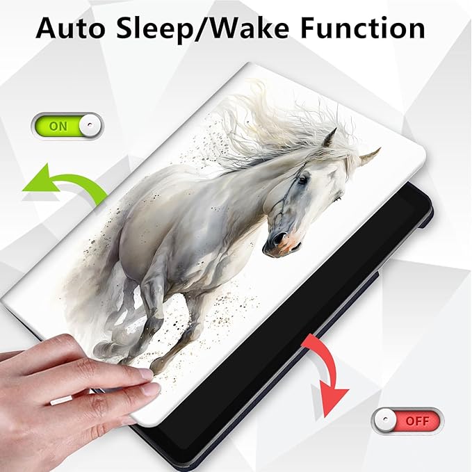 Case for Lenovo Tab M10 Plus 10.3", 360 Degree Rotating Folding Stand,with Auto Sleep/Wake Case for Lenovo Tab M10 Plus (2020 2nd Gen) TB-X606F/TB-X606X 10.3" FHD Tablet,Cool Animal Horse White