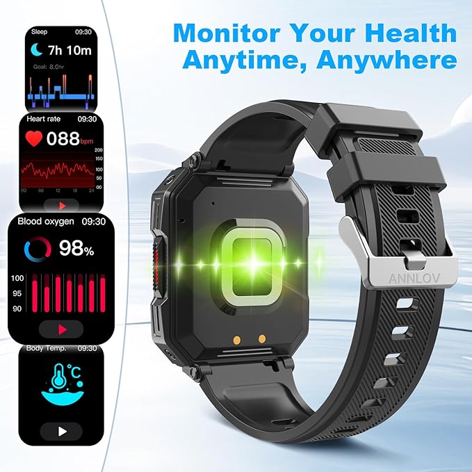 ANNLOV Military Smart Watch for Men, Fitness Watch with Answer/Make Call Outdoor Sports Smartwatch with Heart Rate /SpO2 /Sleep Monitor Compatible with Android and iOS