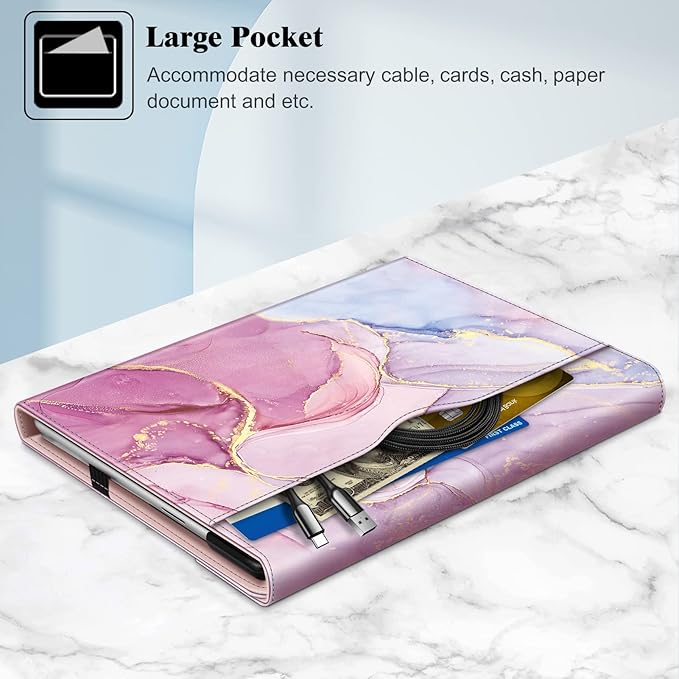 Fintie Case for 13 Inch Microsoft Surface Pro 11/10/9 - Multiple Angle Viewing Portfolio Business Cover with Pocket & Stylus Holder, Compatible with Type Cover Keyboard, Glitter Marble