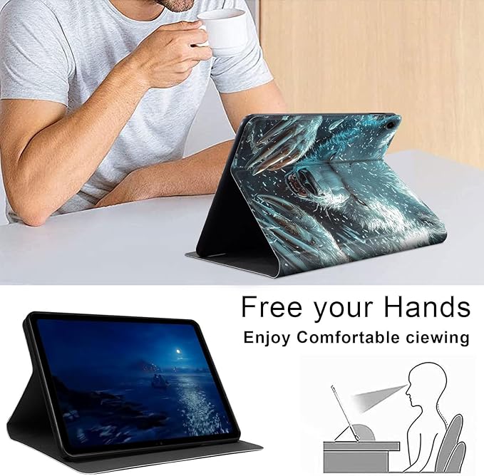 Case for Samsung Galaxy Tab A9+/A9 Plus 11” 2023 Model (SM-X210/X216/X218), Slim PU Leather Stand Cover with Auto Wake/Sleep, Multi-Angle Viewing & Shockproof, White Bear with Claws