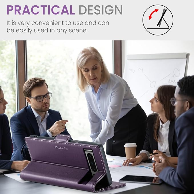 for Google Pixel 8 Pro Case, Premium PU Leather Wallet Case Flip Cover with [RFID Blocking][Card Holder][Stand Function] Shockproof Protective for Google 8 Pro, Purple